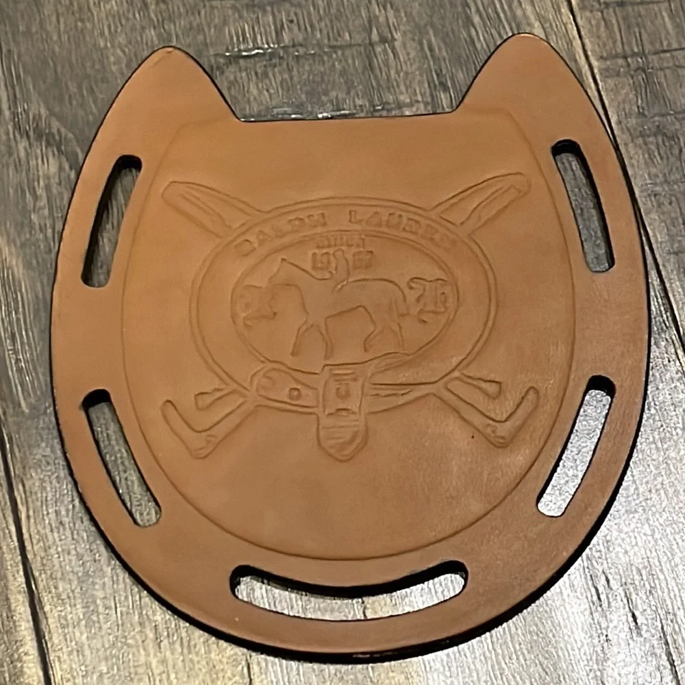 Polo Ralph Lauren Wentworth Coasters + Caddy Horseshoe Equestrian Saddle Leather